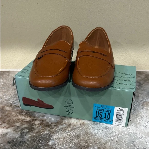 Kensie Tan Leather Loafers - Picture 2 of 2
